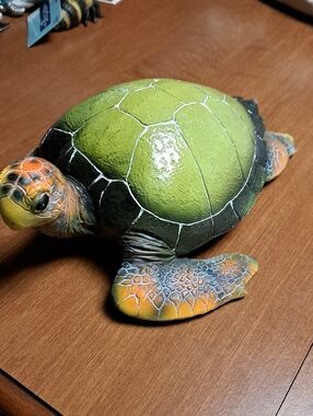 The Spring Shop Green and Orange Sea Turtle Accent Figurine